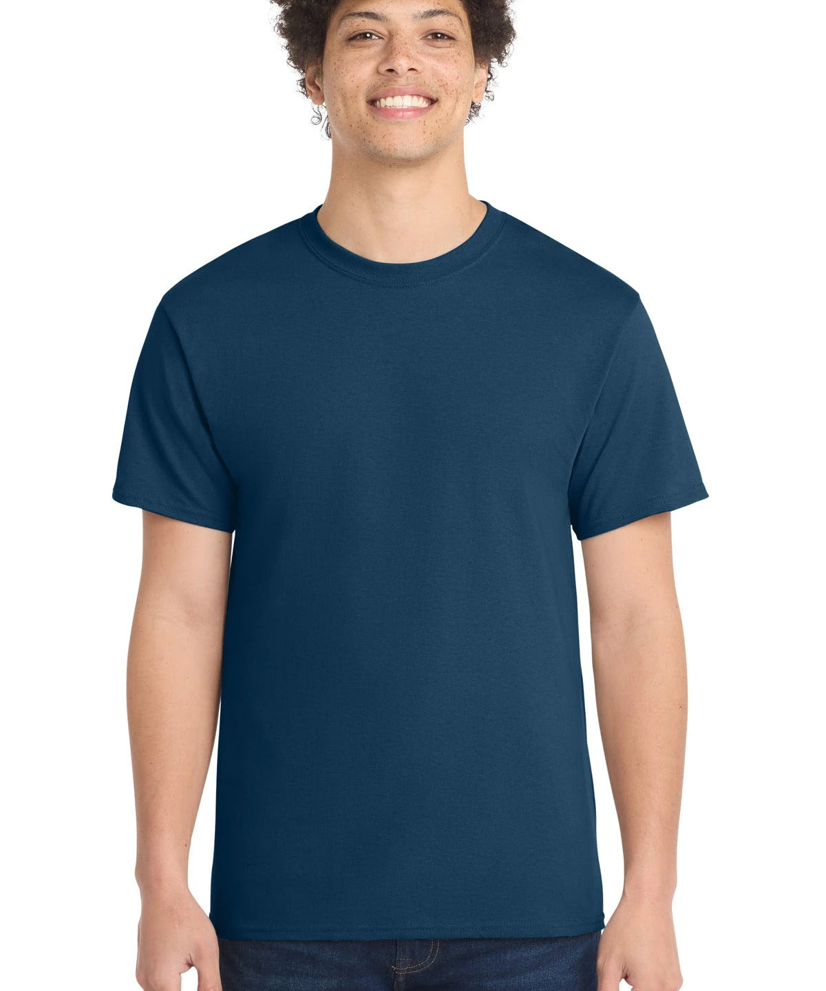Ashwaubenon High School Football (Boys) - Neptune Blue Port & Co Core Cotton Tee. PC54 (model)