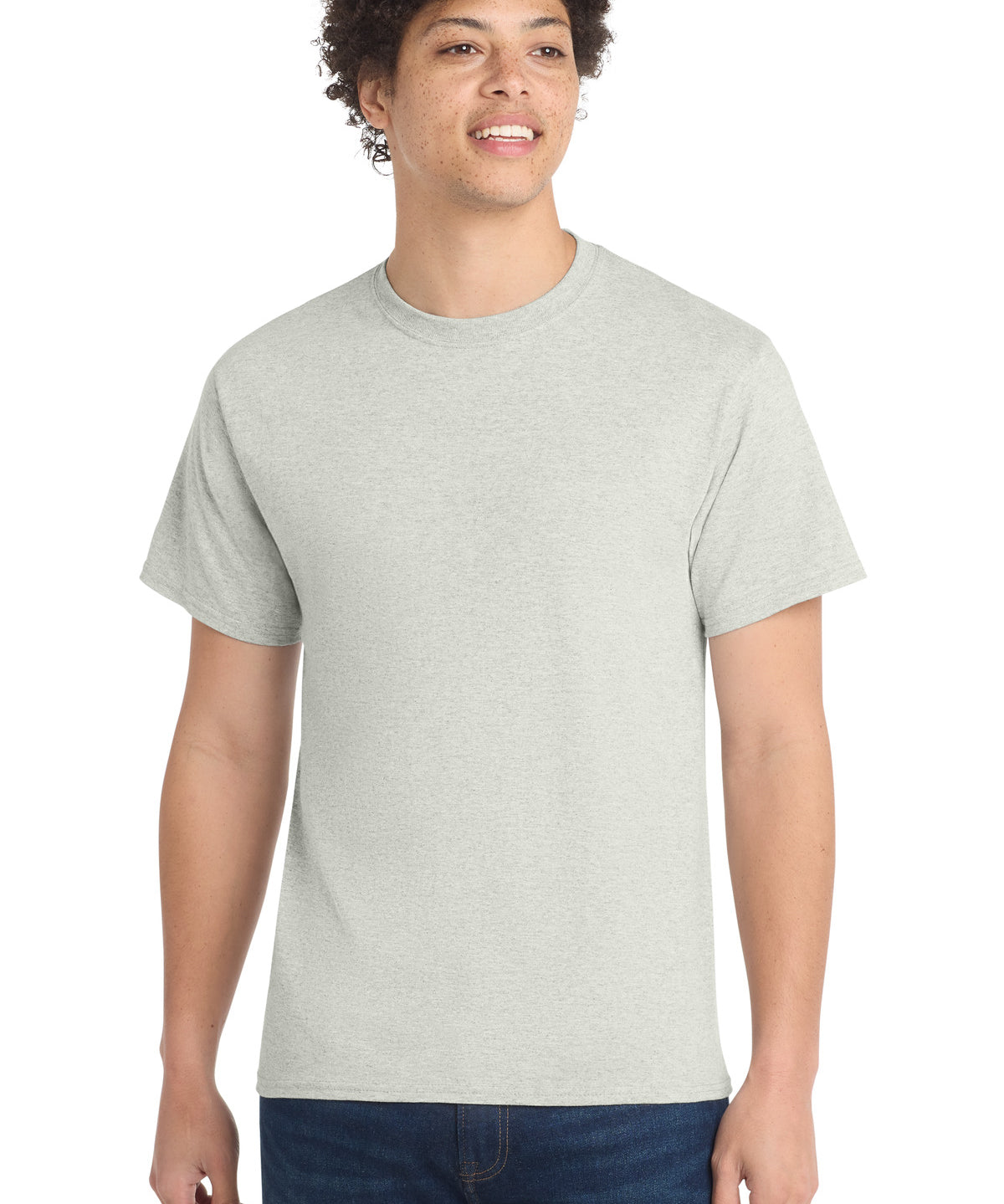 Ashwaubenon High School Football (Boys) - Oatmeal Heather Port & Co Core Cotton Tee. PC54 (model)