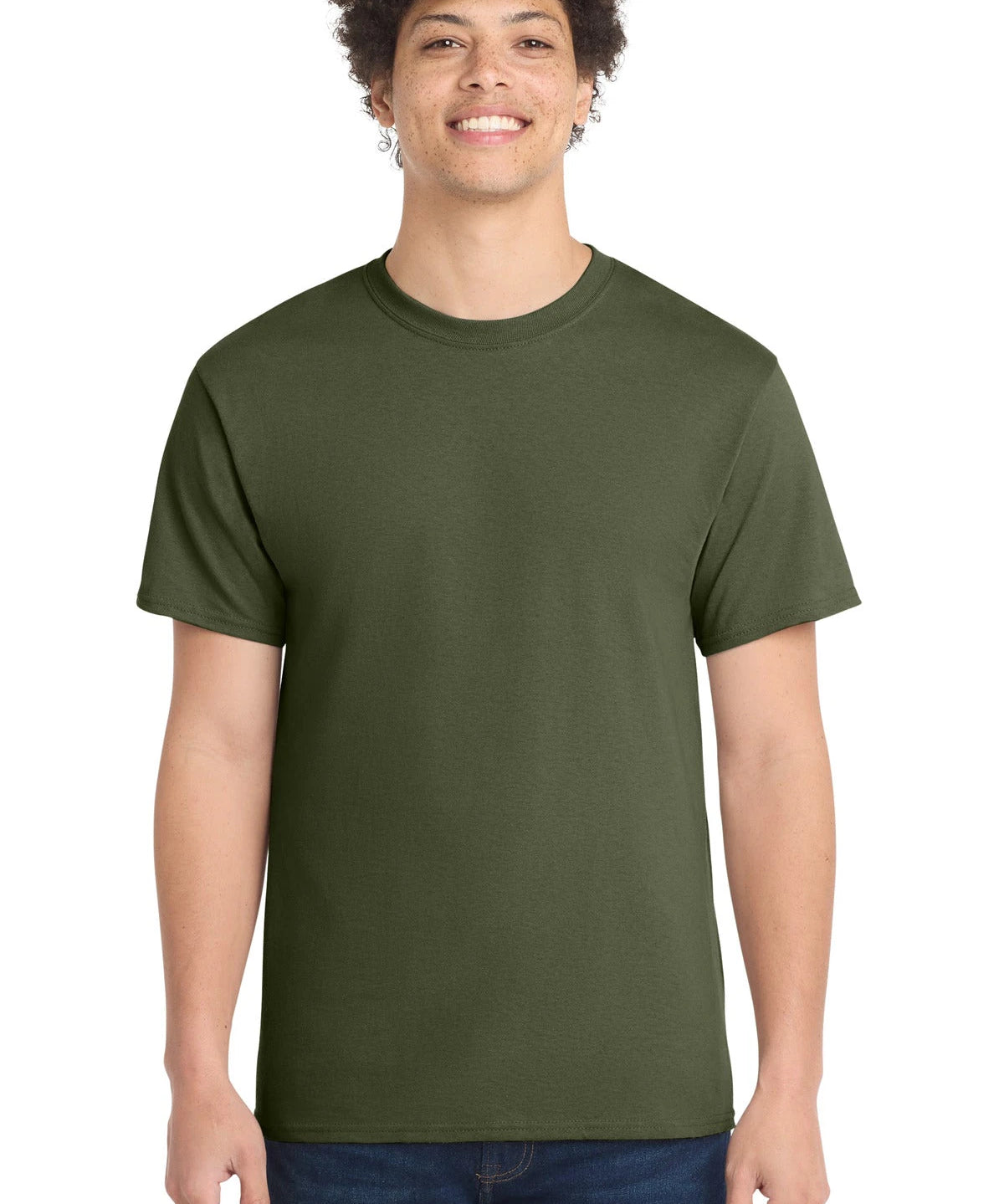 Ashwaubenon High School Football (Boys) - Olive Drab Green Port & Co Core Cotton Tee. PC54 (model)