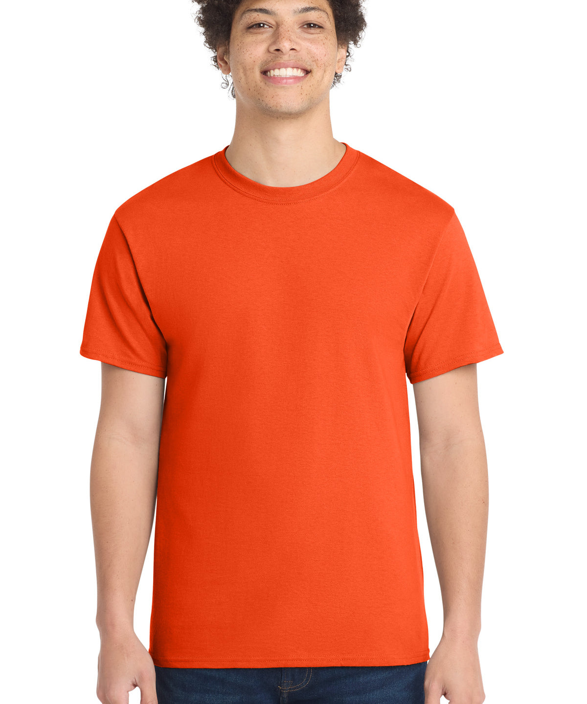 Ashwaubenon High School Football (Boys) - Orange Port & Co Core Cotton Tee. PC54 (model)