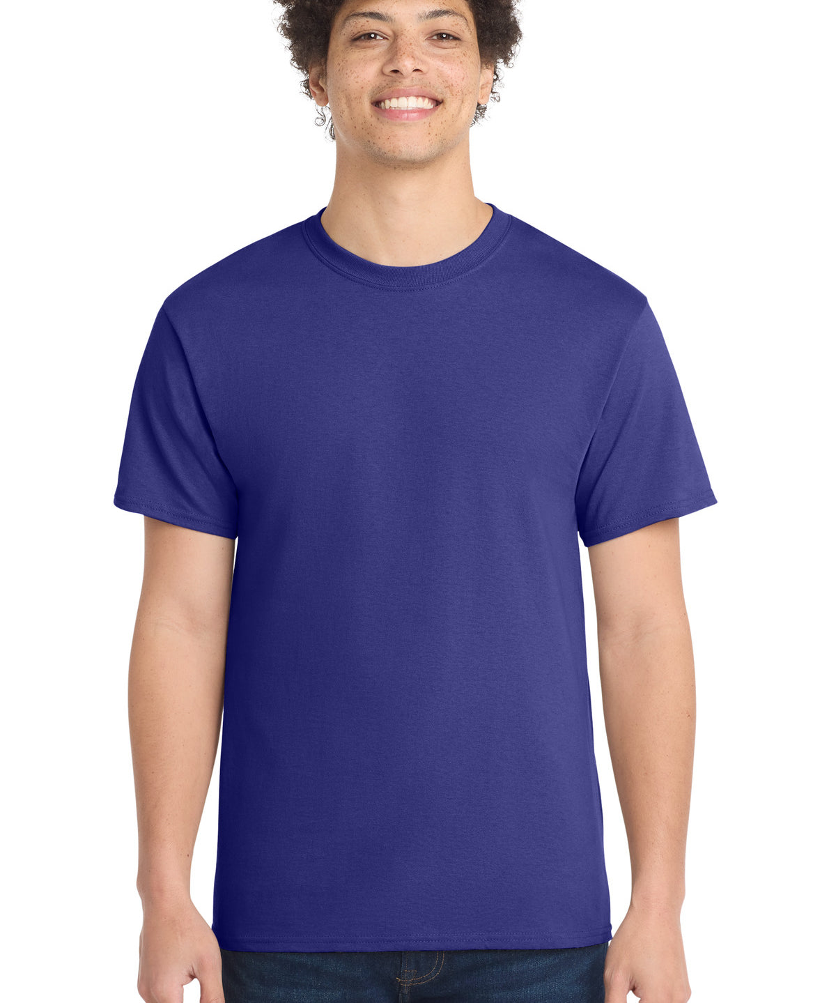 Ashwaubenon High School Football (Boys) - Purple Port & Co Core Cotton Tee. PC54 (model)