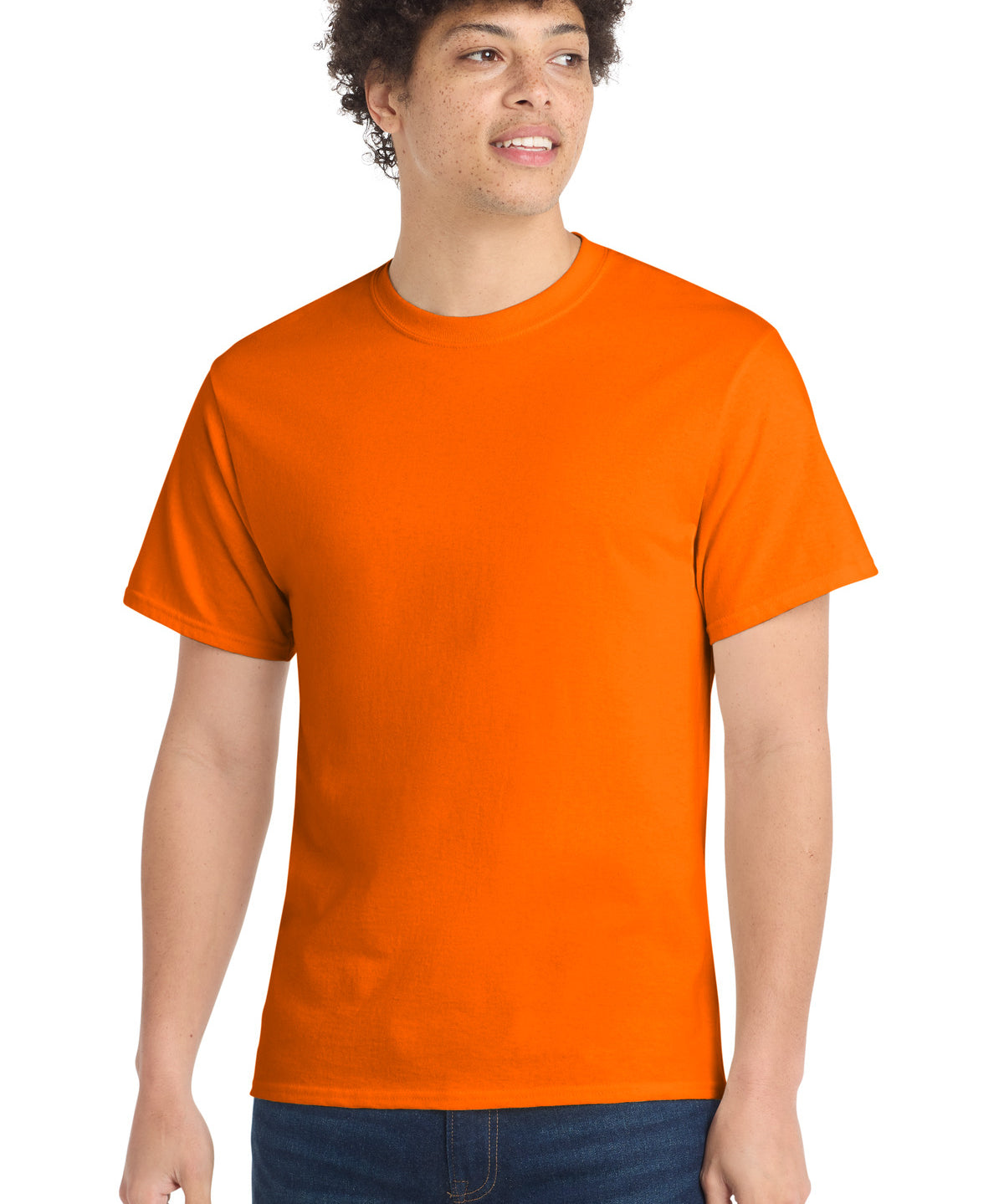 Ashwaubenon High School Football (Boys) - S. Orange Port & Co Core Cotton Tee. PC54 (model)