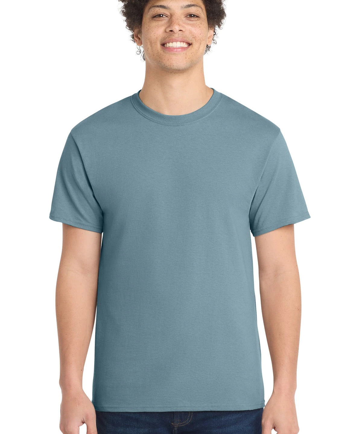 Ashwaubenon High School Football (Boys) - Stonewashed Blue Port & Co Core Cotton Tee. PC54 (model)