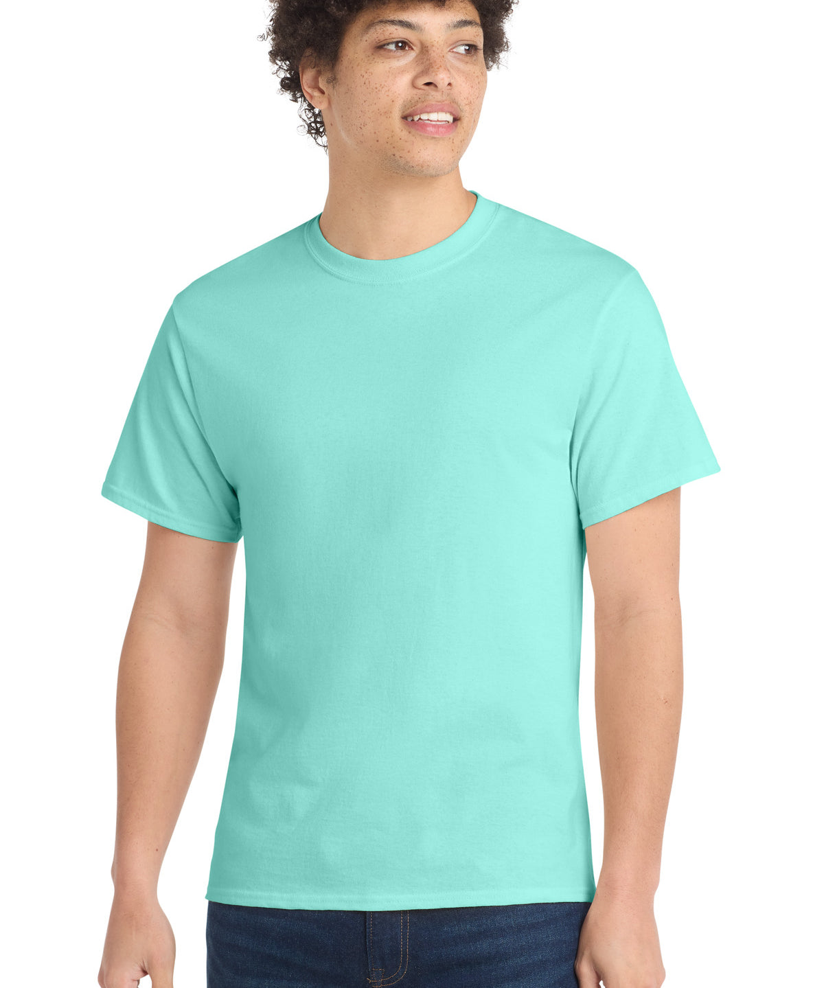 Ashwaubenon High School Football (Boys) - True Celadon Port & Co Core Cotton Tee. PC54 (model)