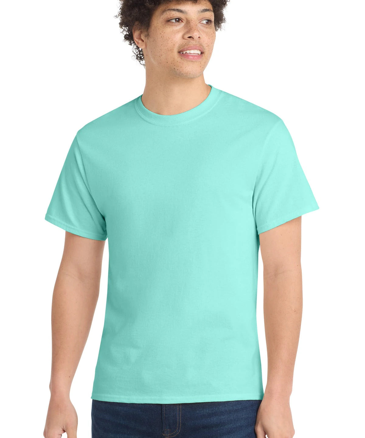 Ashwaubenon High School Football (Boys) - True Celadon Port & Co Core Cotton Tee. PC54 (model)