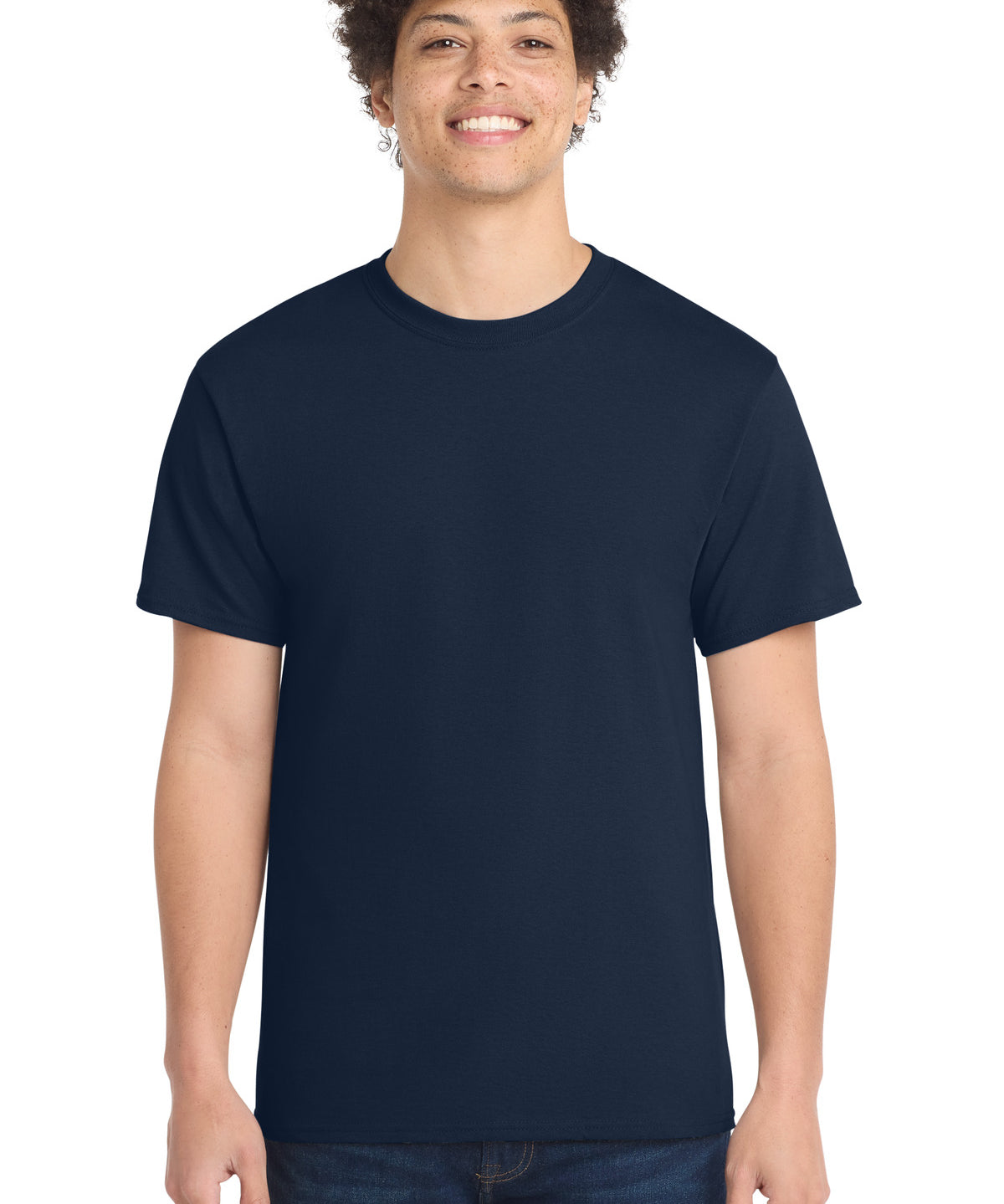 Ashwaubenon High School Football (Boys) - True Navy Port & Co Core Cotton Tee. PC54 (model)