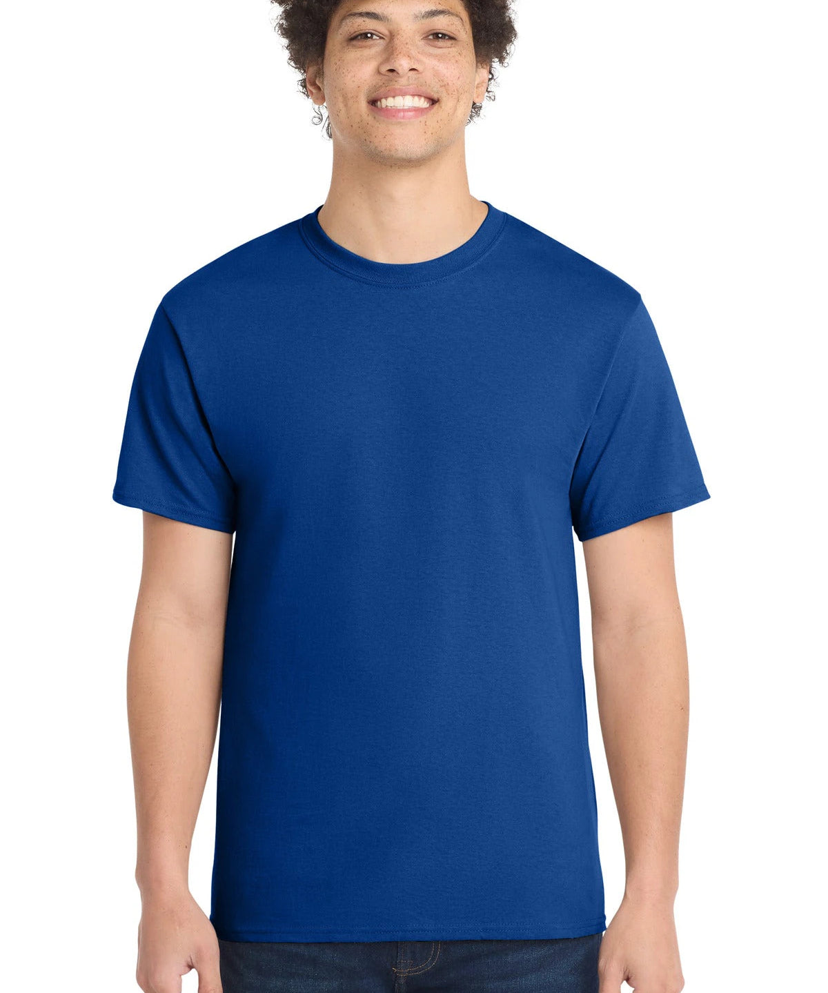 Ashwaubenon High School Football (Boys) - True Royal Port & Co Core Cotton Tee. PC54 (model)