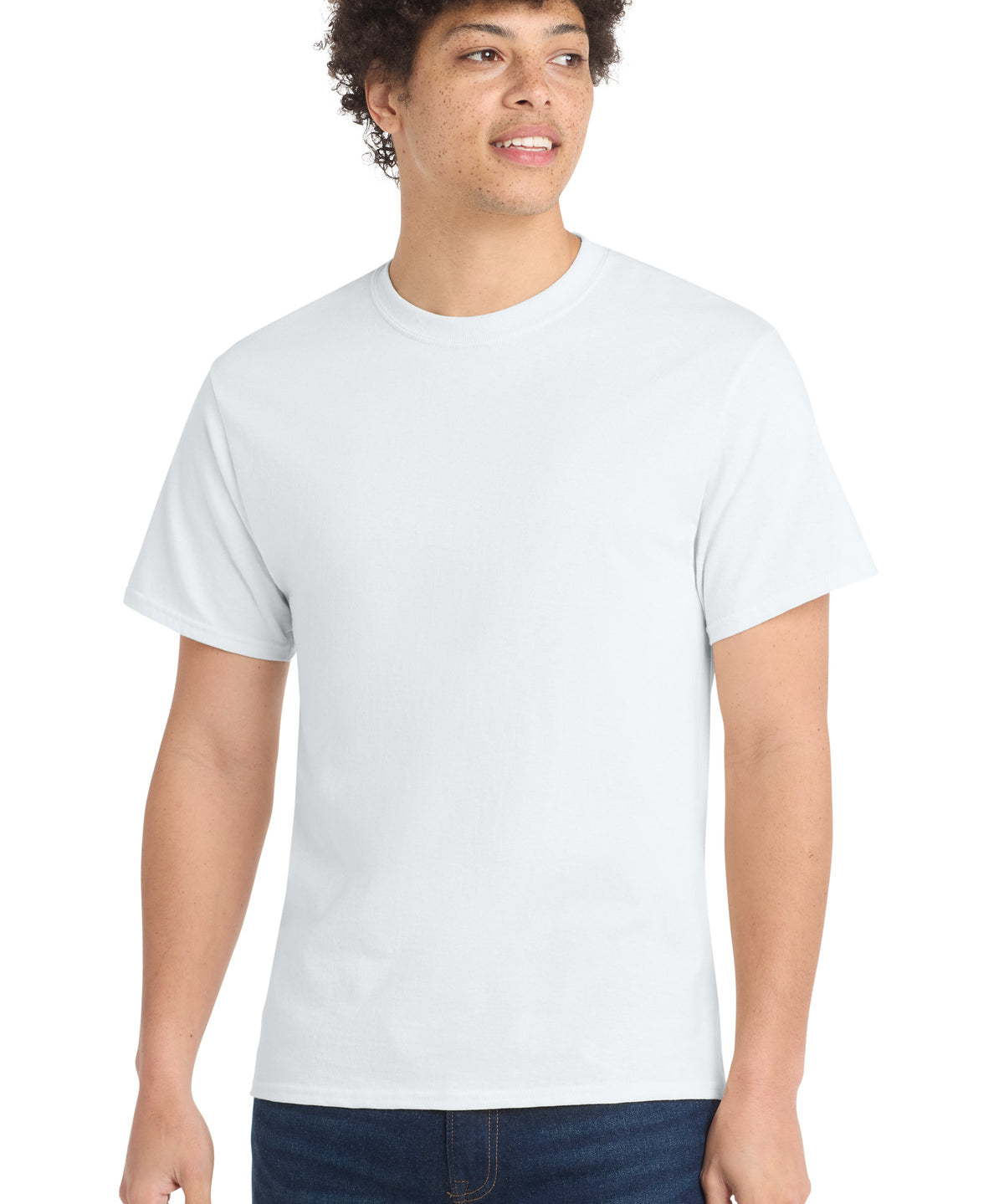 Ashwaubenon High School Football (Boys) - White Port & Co Core Cotton Tee. PC54 (model)
