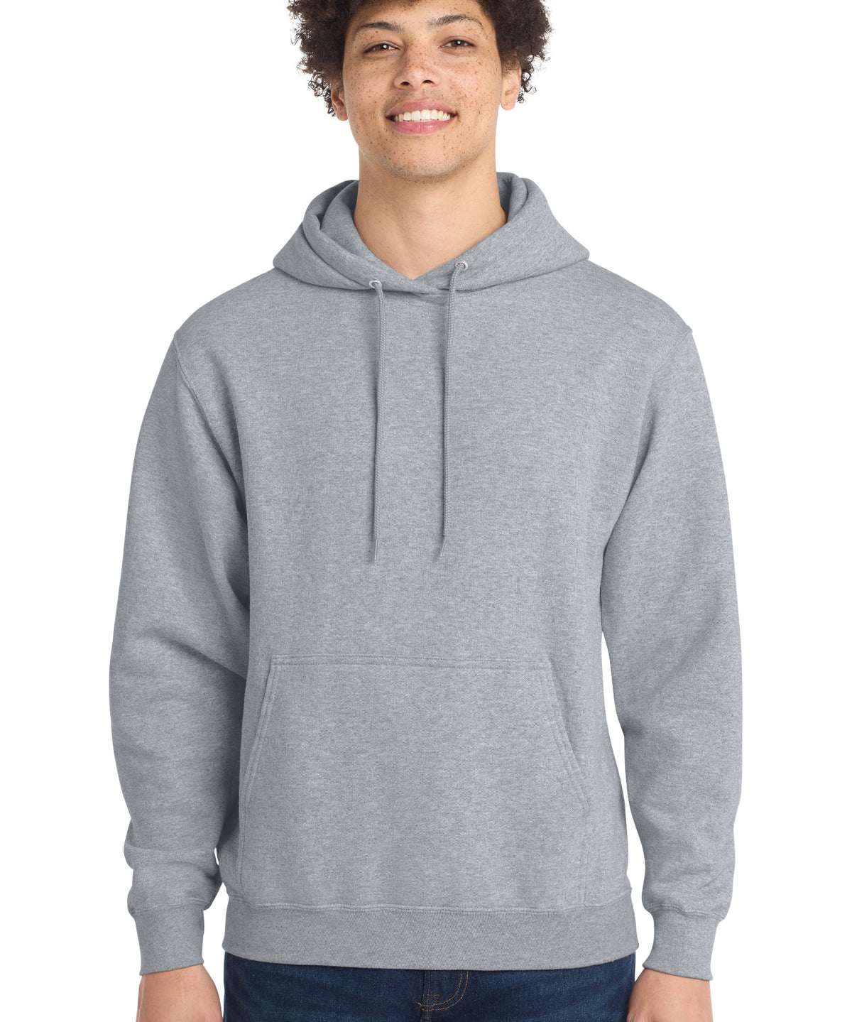 Ashwaubenon High School Football (Boys) - Athletic Heather Port & Co Core Fleece Pullover Hooded Sweatshirt. PC78H (model)