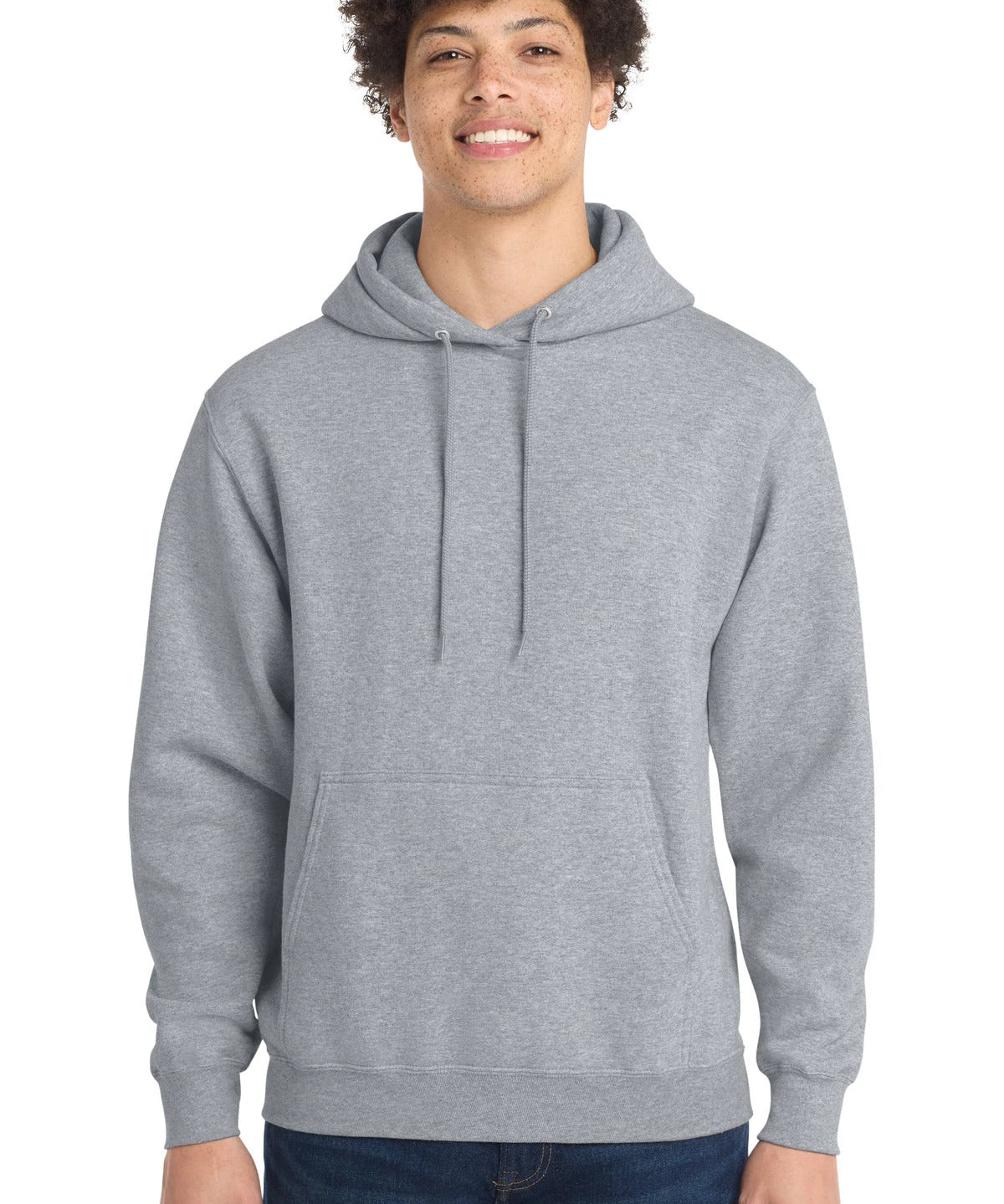 Ashwaubenon High School Football (Boys) - Athletic Heather Port & Co Core Fleece Pullover Hooded Sweatshirt. PC78H (model)