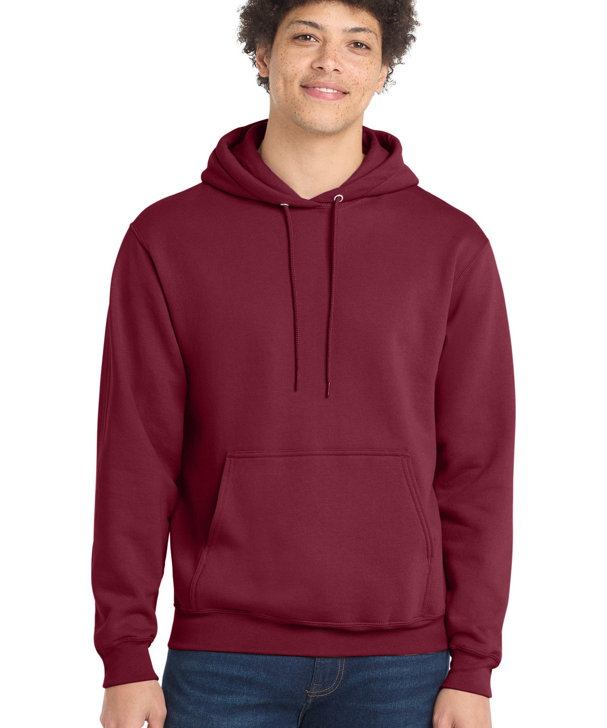 Ashwaubenon High School Football (Boys) - Cardinal Port & Co Core Fleece Pullover Hooded Sweatshirt. PC78H (model)