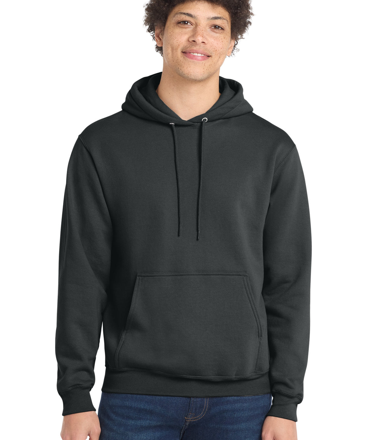 Ashwaubenon High School Football (Boys) - Coal Grey Port & Co Core Fleece Pullover Hooded Sweatshirt. PC78H (model)