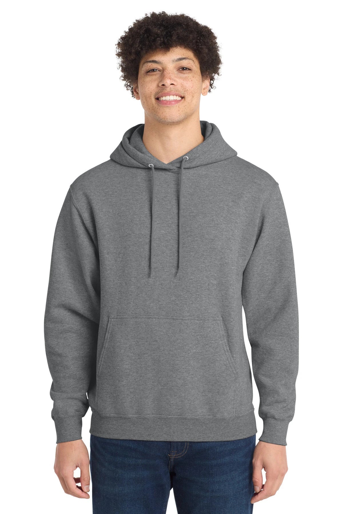 Ashwaubenon High School Football (Boys) - Graphite Heather Port & Co Core Fleece Pullover Hooded Sweatshirt. PC78H (model)