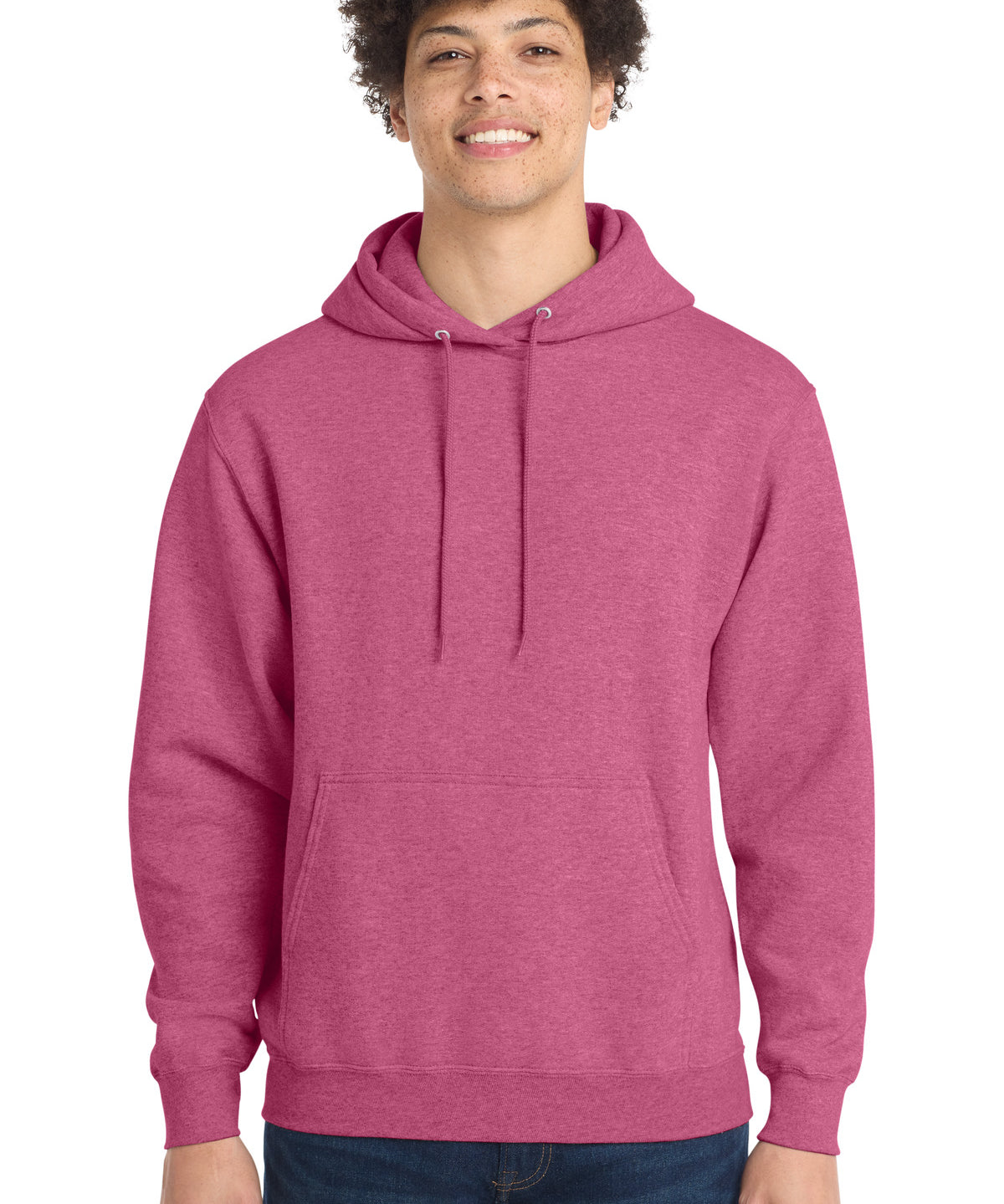 Ashwaubenon High School Football (Boys) - Heather Sangria Port & Co Core Fleece Pullover Hooded Sweatshirt. PC78H (model)