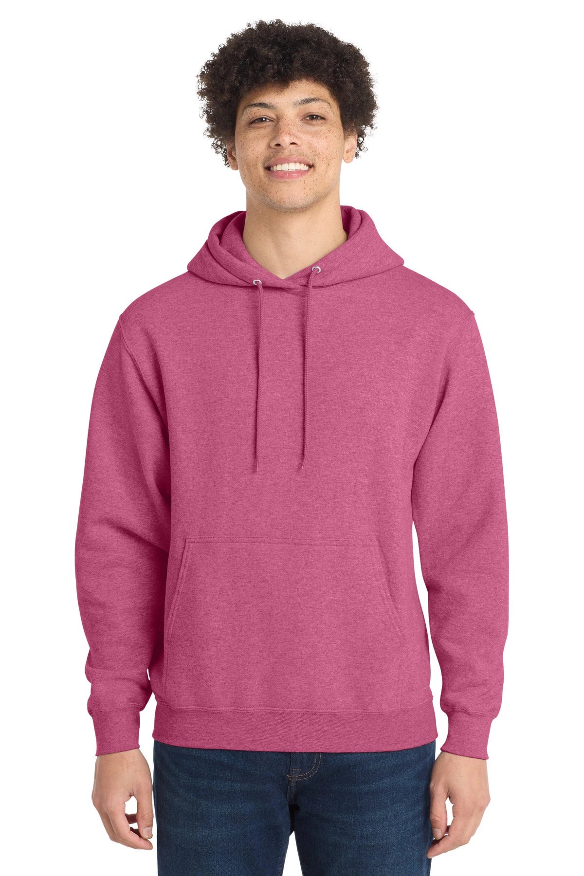 Ashwaubenon High School Football (Boys) - Heather Sangria Port & Co Core Fleece Pullover Hooded Sweatshirt. PC78H (model)