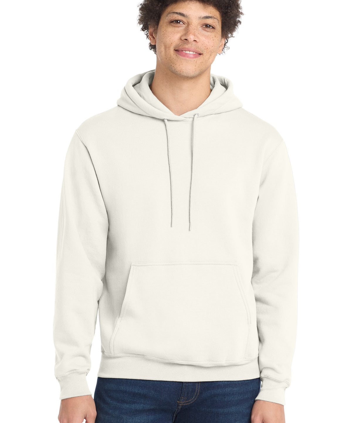 Ashwaubenon High School Football (Boys) - Ivory Port & Co Core Fleece Pullover Hooded Sweatshirt. PC78H (model)