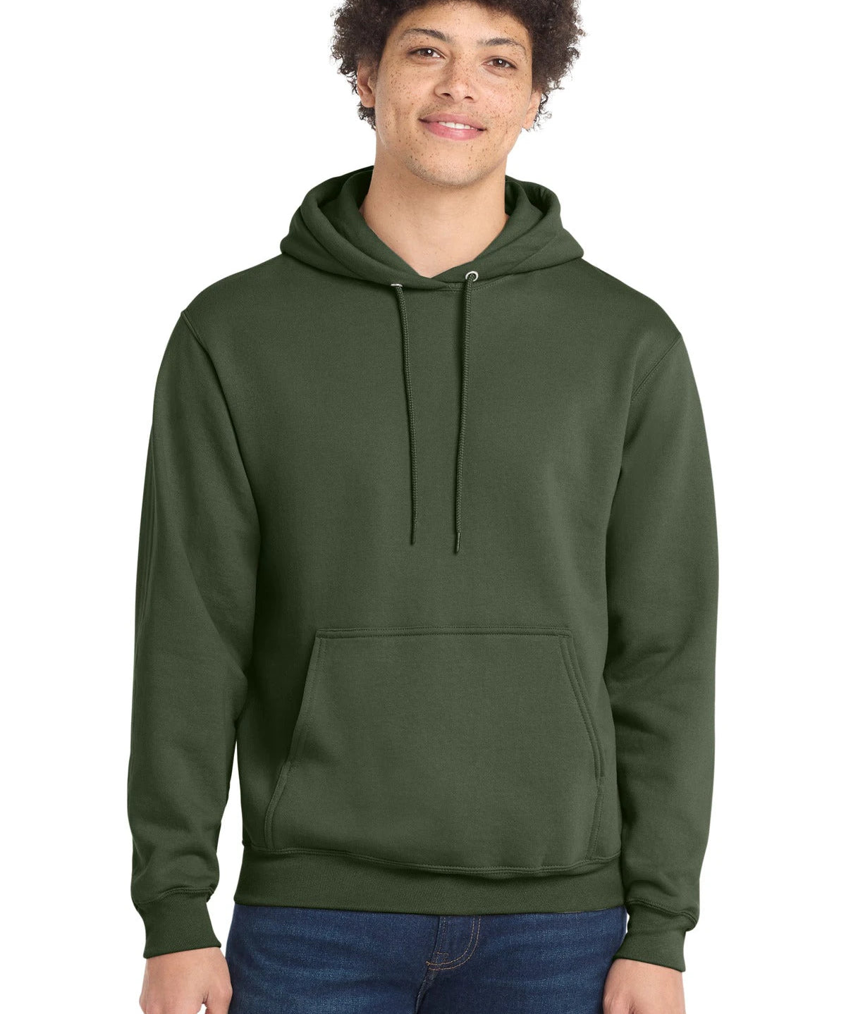 Ashwaubenon High School Football (Boys) - Olive Port & Co Core Fleece Pullover Hooded Sweatshirt. PC78H (model)
