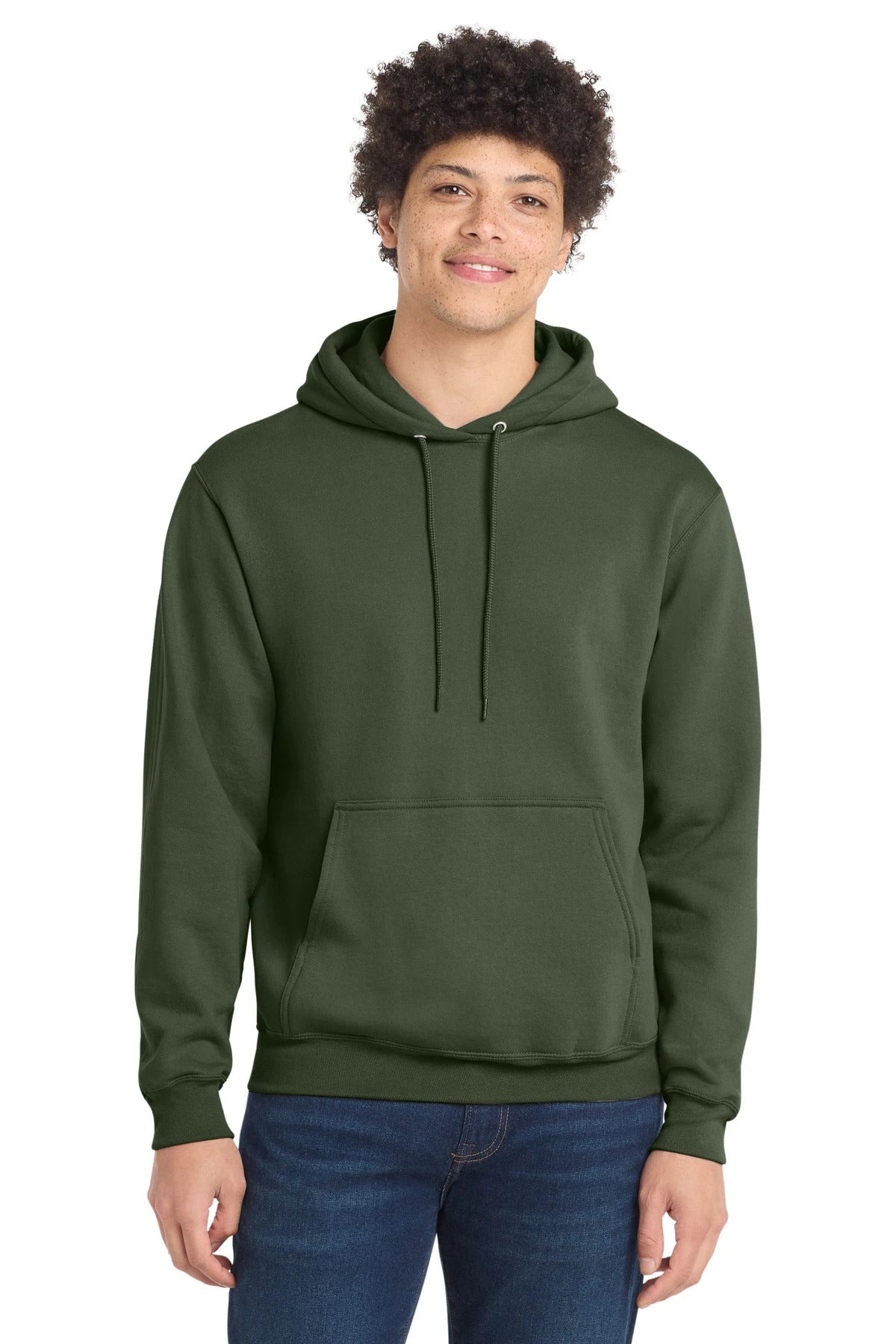 Ashwaubenon High School Football (Boys) - Olive Port & Co Core Fleece Pullover Hooded Sweatshirt. PC78H (model)