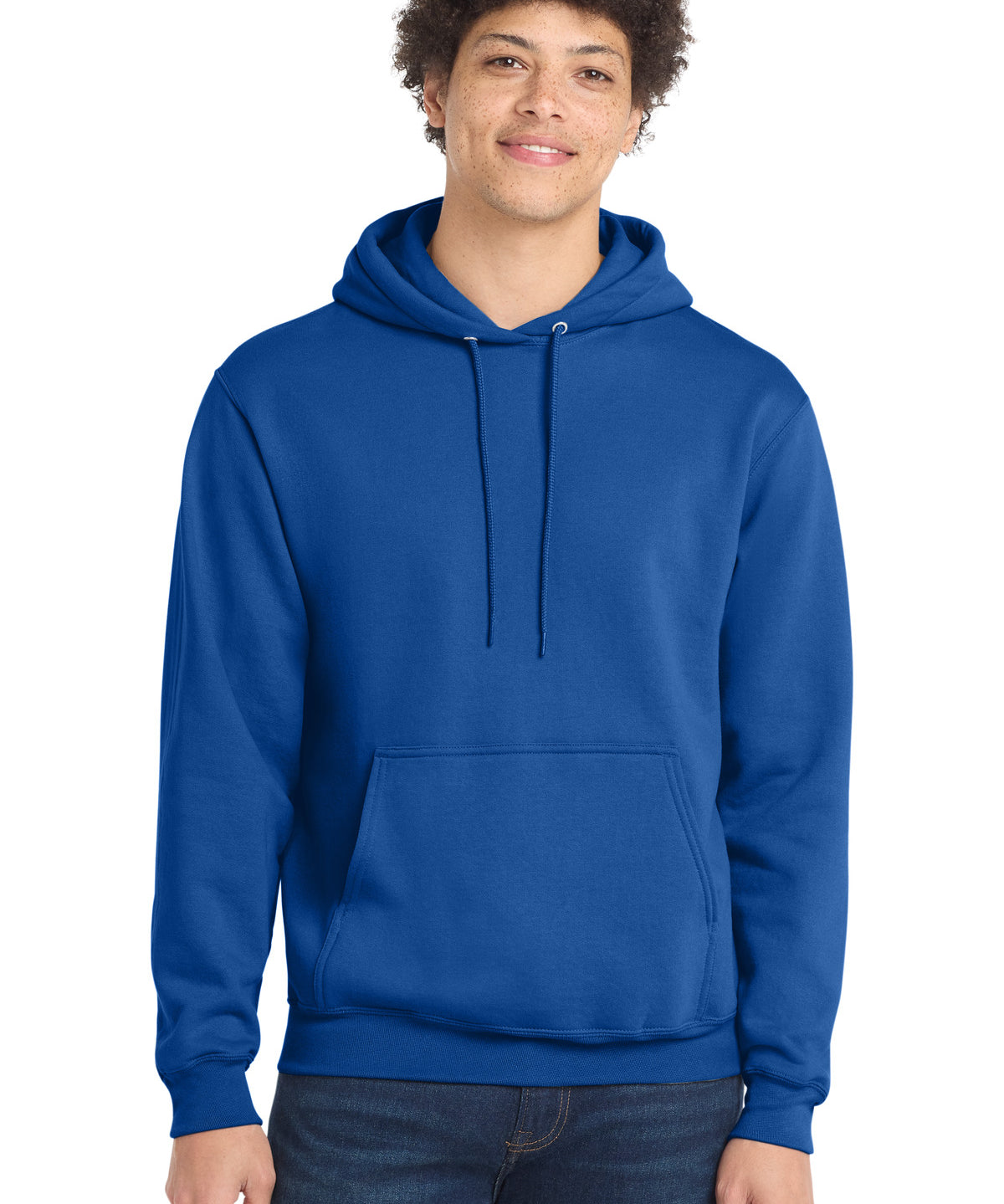 Ashwaubenon High School Football (Boys) - Royal Port & Co Core Fleece Pullover Hooded Sweatshirt. PC78H (model)