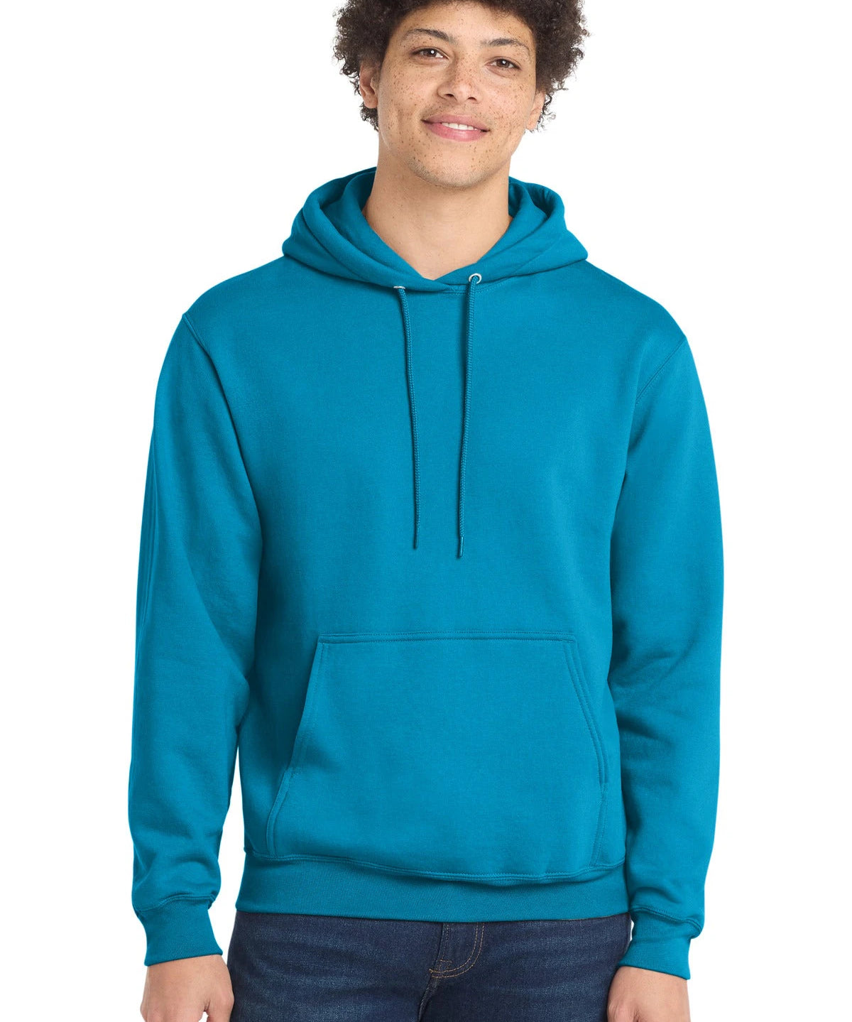 Ashwaubenon High School Football (Boys) - Sapphire Port & Co Core Fleece Pullover Hooded Sweatshirt. PC78H (model)