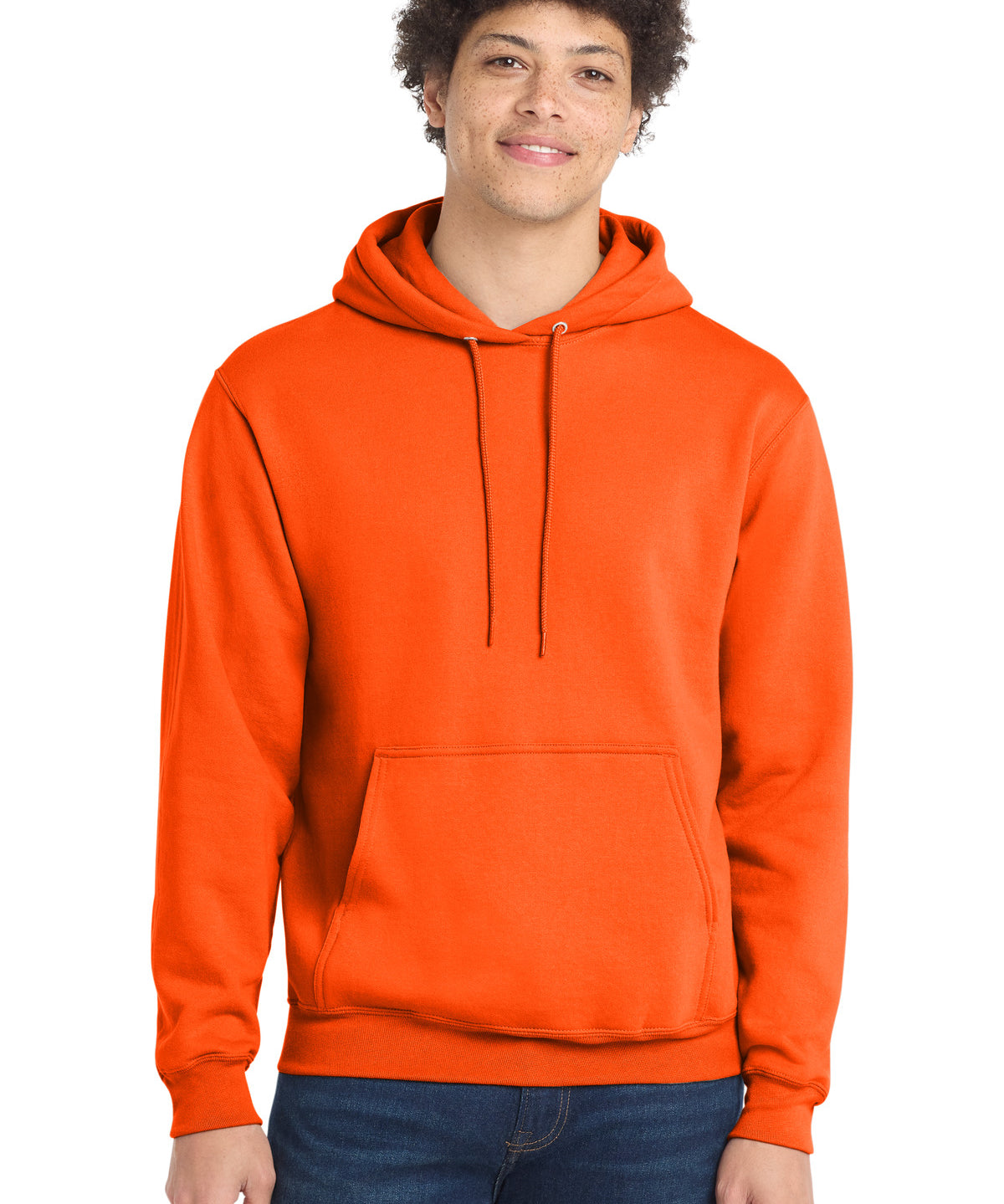 Ashwaubenon High School Football (Boys) - S. Orange Port & Co Core Fleece Pullover Hooded Sweatshirt. PC78H (model)