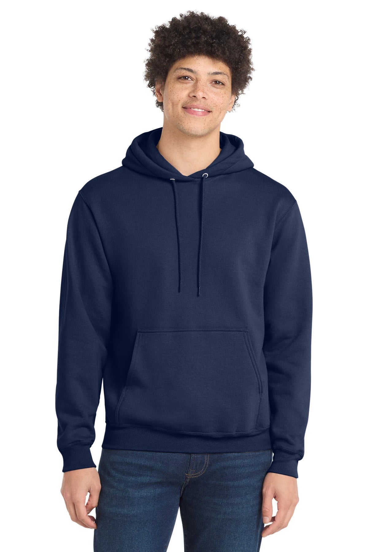 Ashwaubenon High School Football (Boys) - True Navy Port & Co Core Fleece Pullover Hooded Sweatshirt. PC78H (model)