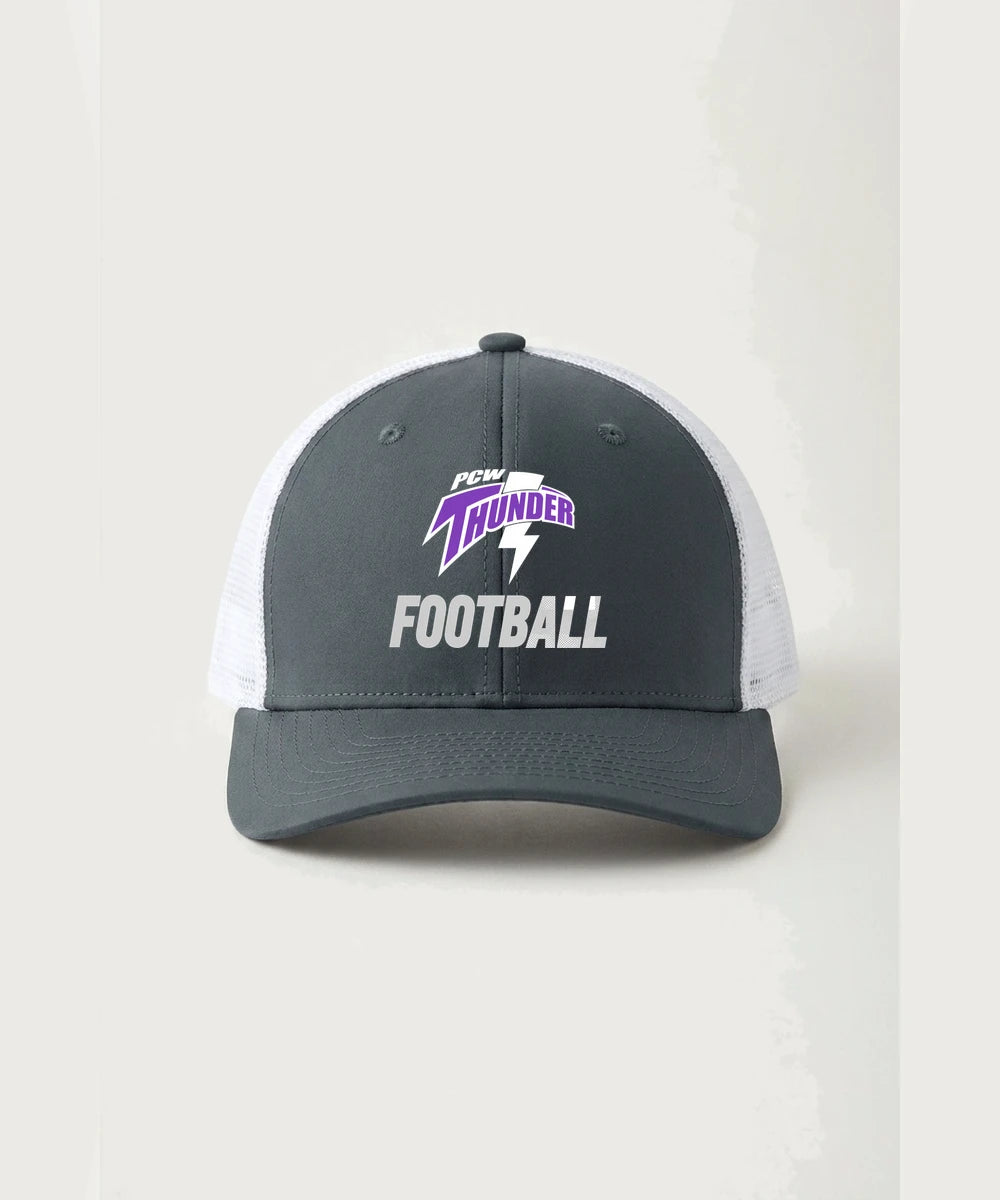 Polk County West Football (Boys) - Iron Grey/ White Sport-Tek Club Trucker Cap STC46