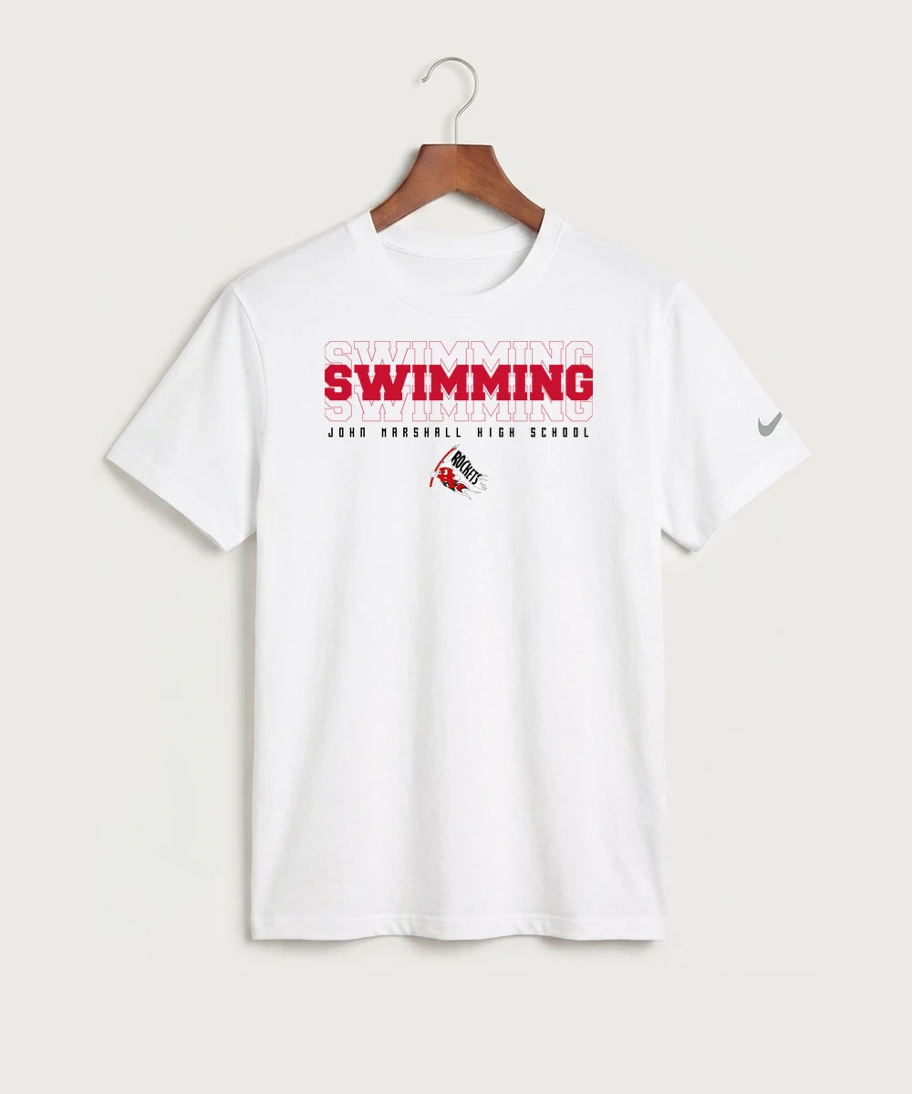 John Marshall High School Swimming (Girls) - White Nike Swoosh Sleeve rLegend Tee NKDX8730