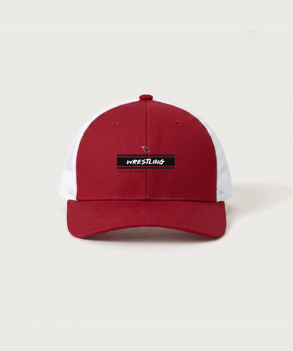 GF E2E Test 01 Wrestling - Deep Red/ White Sport-Tek Club Trucker Cap STC46
