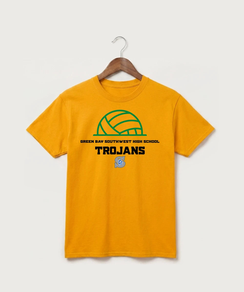 Green Bay Southwest High School Volleyball (Girls) - Gold Port & Co Core Cotton Tee. PC54