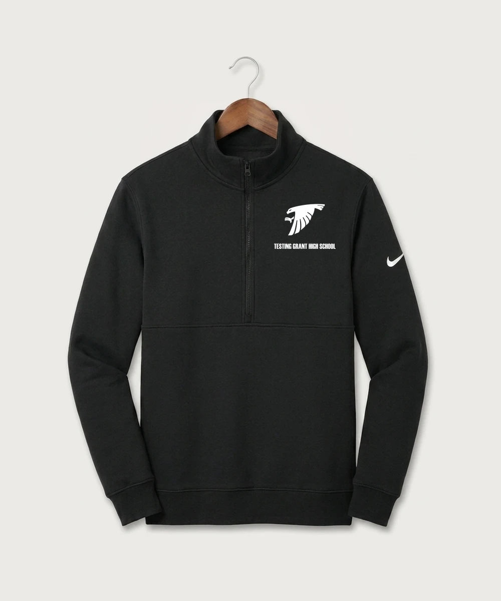 GF E2E Test 03 Girls Basketball - Black Nike Club Fleece Sleeve Swoosh 1/2-Zip NKDX6718