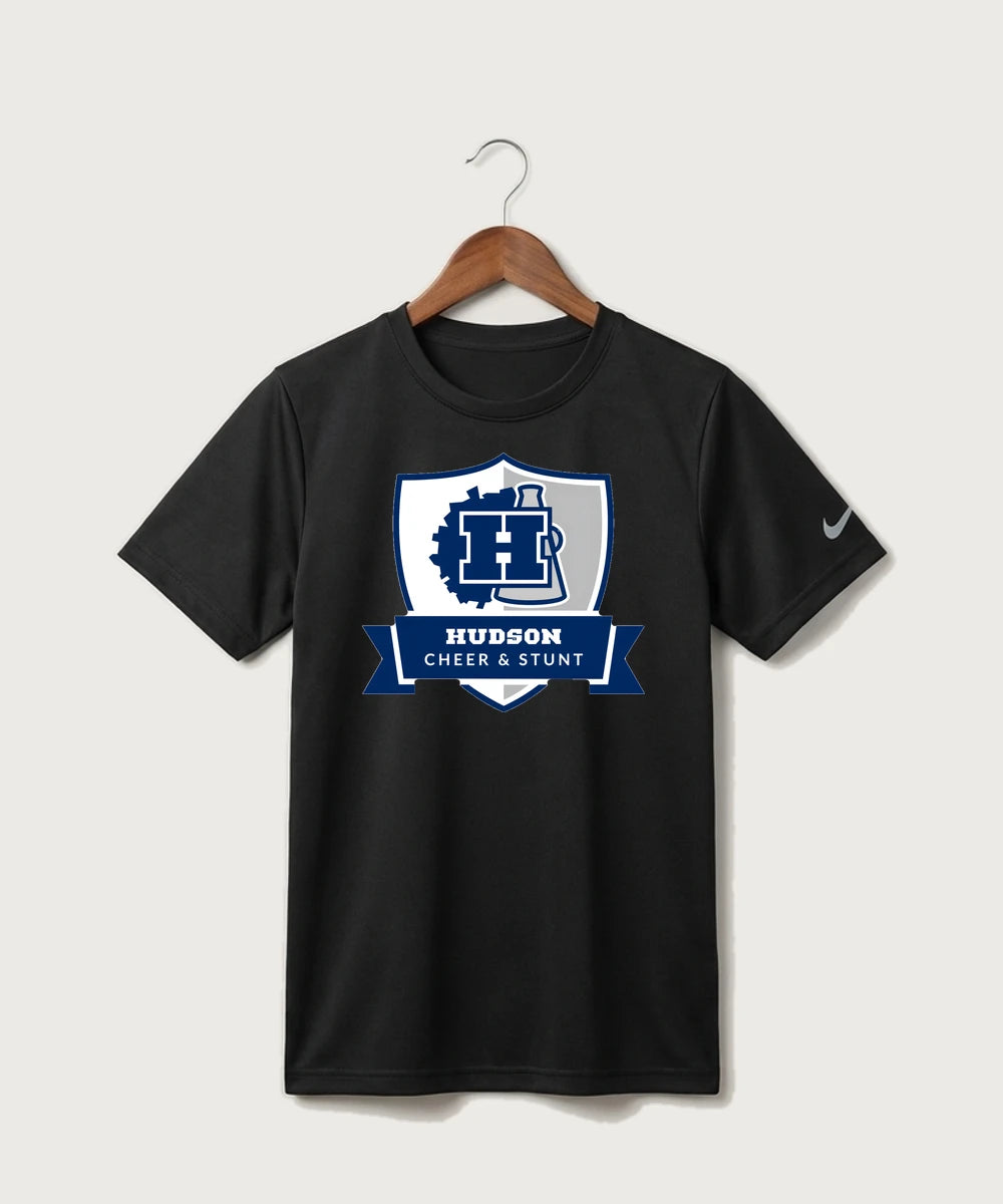 Hudson Cheer & Stunt - Black Nike Youth Swoosh Sleeve rLegend Tee NKDX8787