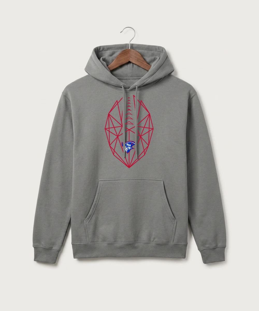 Upsala High School Football (Boys) - Medium Grey Port & Co Core Fleece Pullover Hooded Sweatshirt. PC78H