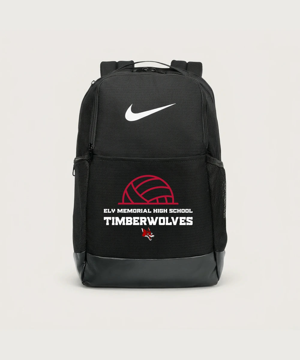 Ely Memorial High School Volleyball (Girls) - Black Nike Brasilia Medium Backpack NKDH7709