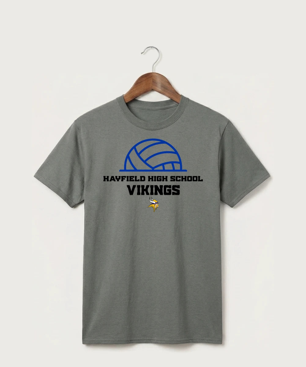 Hayfield High School Volleyball (Girls) - Medium Grey Port & Co Core Cotton Tee. PC54