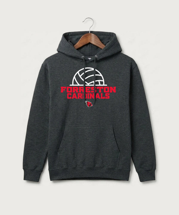 Forreston Volleyball - Black Heather Port & Co Core Fleece Pullover Hooded Sweatshirt. PC78H