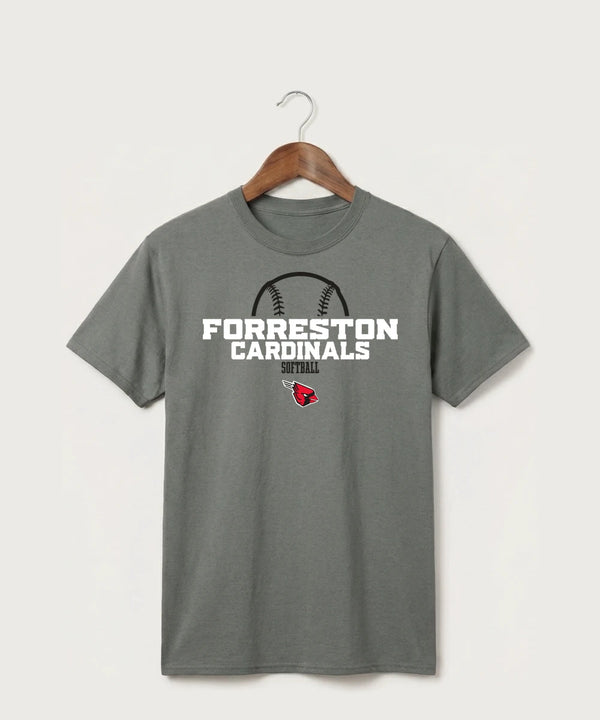 Forreston Softball - Medium Grey Port & Co Core Cotton Tee. PC54