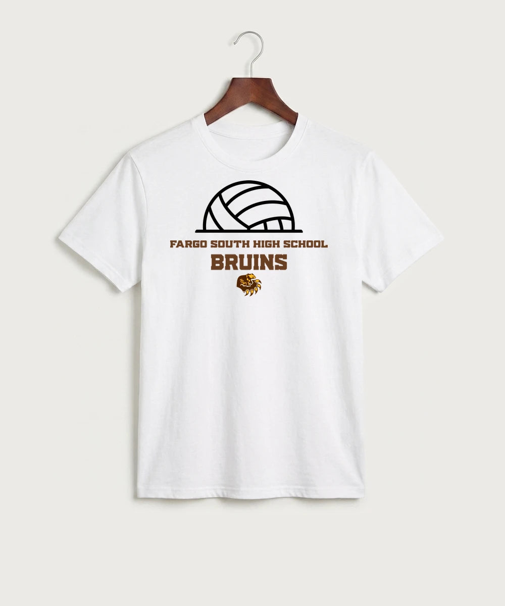 Fargo South High School Volleyball (Girls) - White Port & Co Core Cotton Tee. PC54