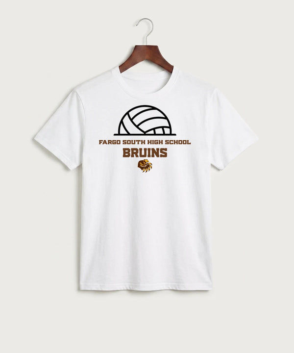 Fargo South High School Volleyball (Girls) - White Port & Co Core Cotton Tee. PC54