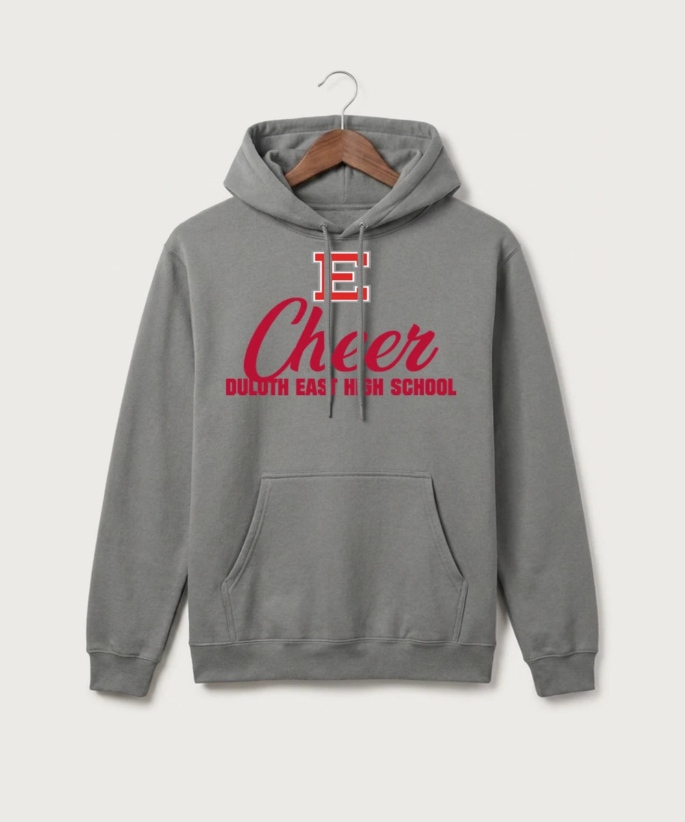 Duluth East High School Cheer (Coed) - Medium Grey Port & Co Core Fleece Pullover Hooded Sweatshirt. PC78H