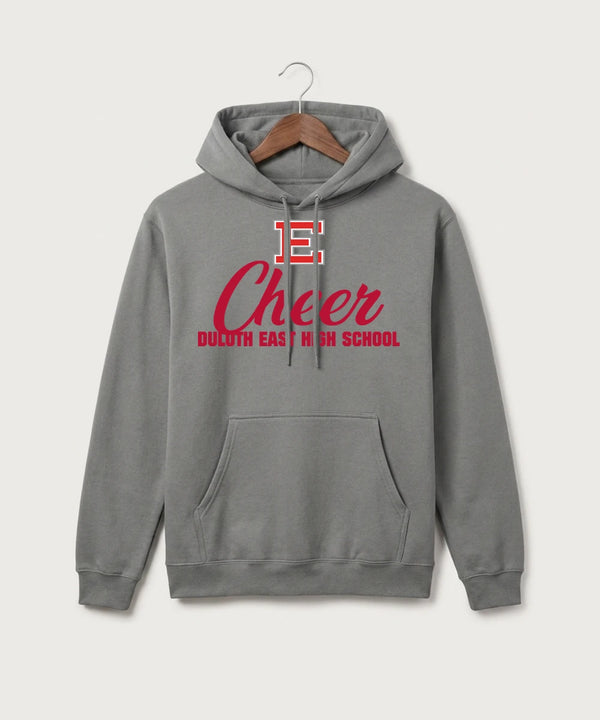 Duluth East High School Cheer (Coed) - Medium Grey Port & Co Core Fleece Pullover Hooded Sweatshirt. PC78H