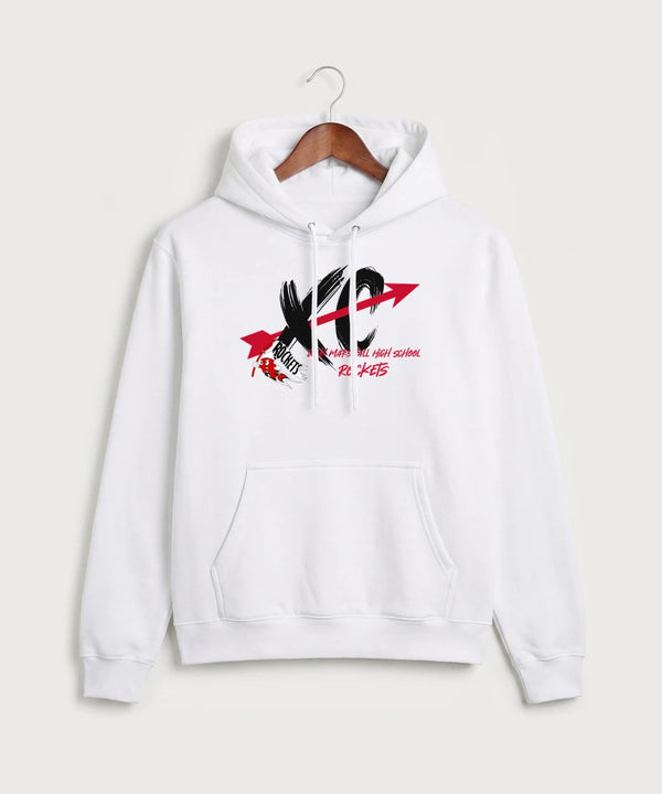 John Marshall High School Cross Country (Coed) - White Port & Co Core Fleece Pullover Hooded Sweatshirt. PC78H