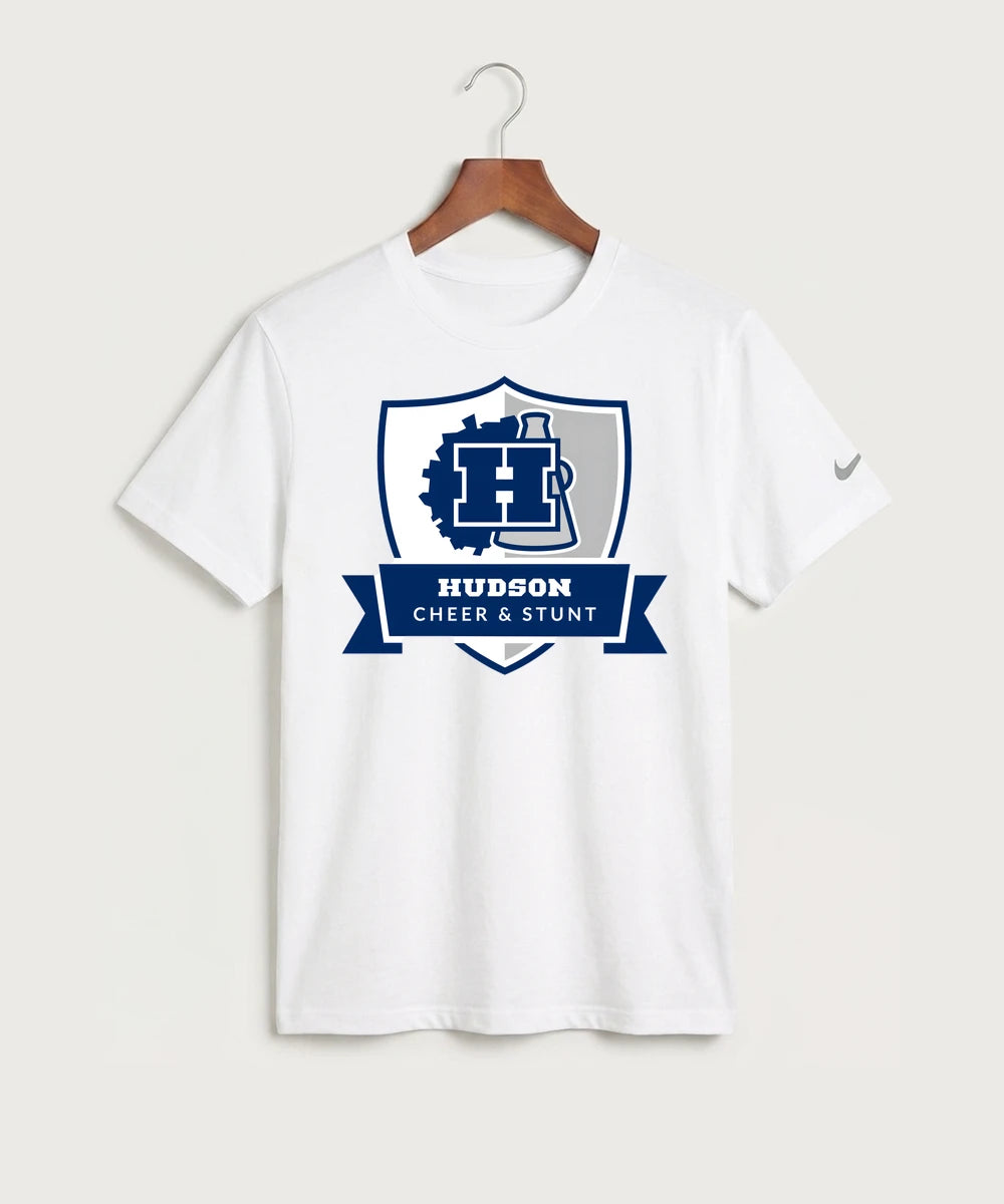 Hudson Cheer & Stunt - White Nike Swoosh Sleeve rLegend Tee NKDX8730