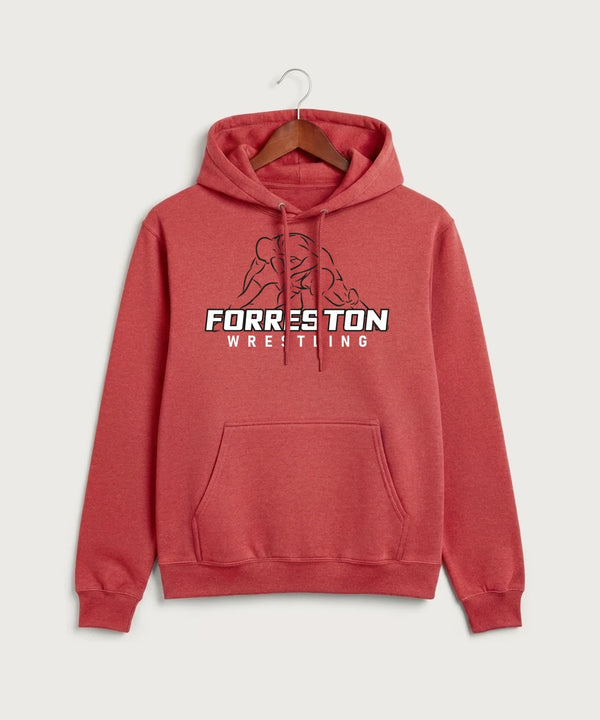 Forreston Wrestling - Heather Red Port & Co Core Fleece Pullover Hooded Sweatshirt. PC78H