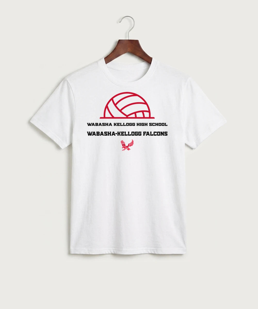 Wabasha Kellogg High School Volleyball (Girls) - White Port & Co Core Cotton Tee. PC54