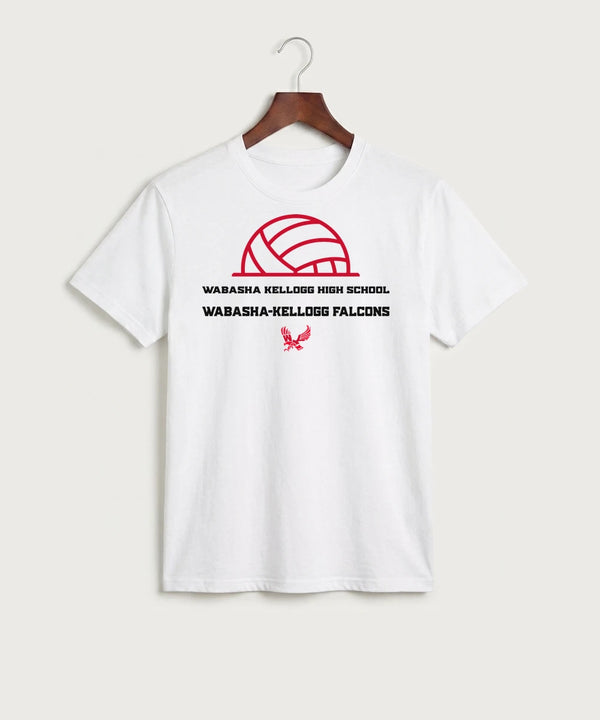 Wabasha Kellogg High School Volleyball (Girls) - White Port & Co Core Cotton Tee. PC54