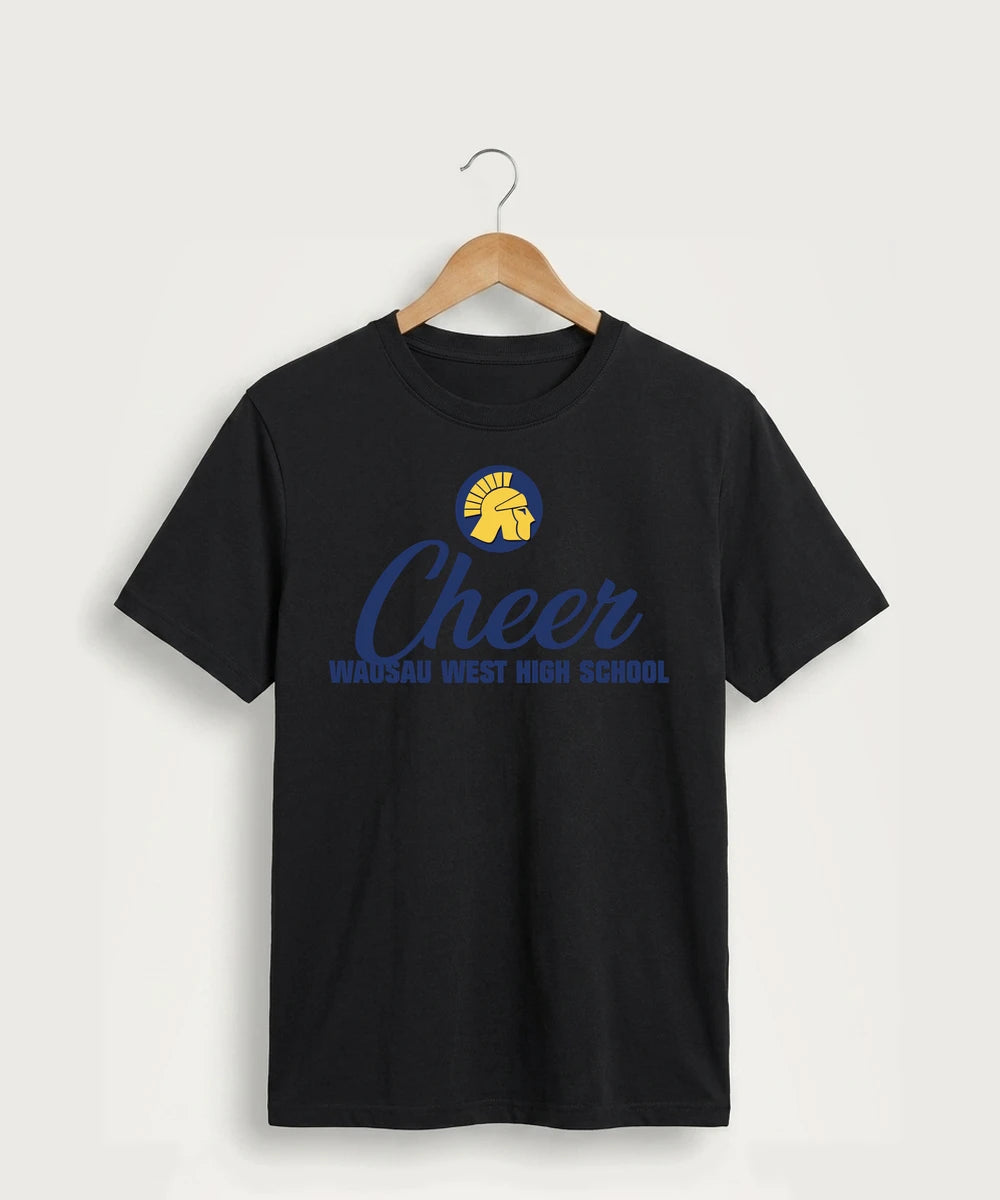 Wausau West High School Cheer - Jet Black Port & Co Core Cotton Tee. PC54