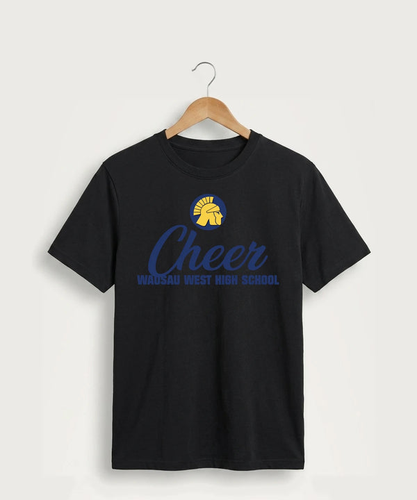 Wausau West High School Cheer - Jet Black Port & Co Core Cotton Tee. PC54