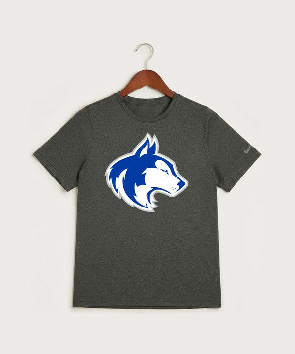 Owatonna High School Volleyball (Girls) - Dark Smoke Heather Nike Youth Swoosh Sleeve rLegend Tee NKDX8787