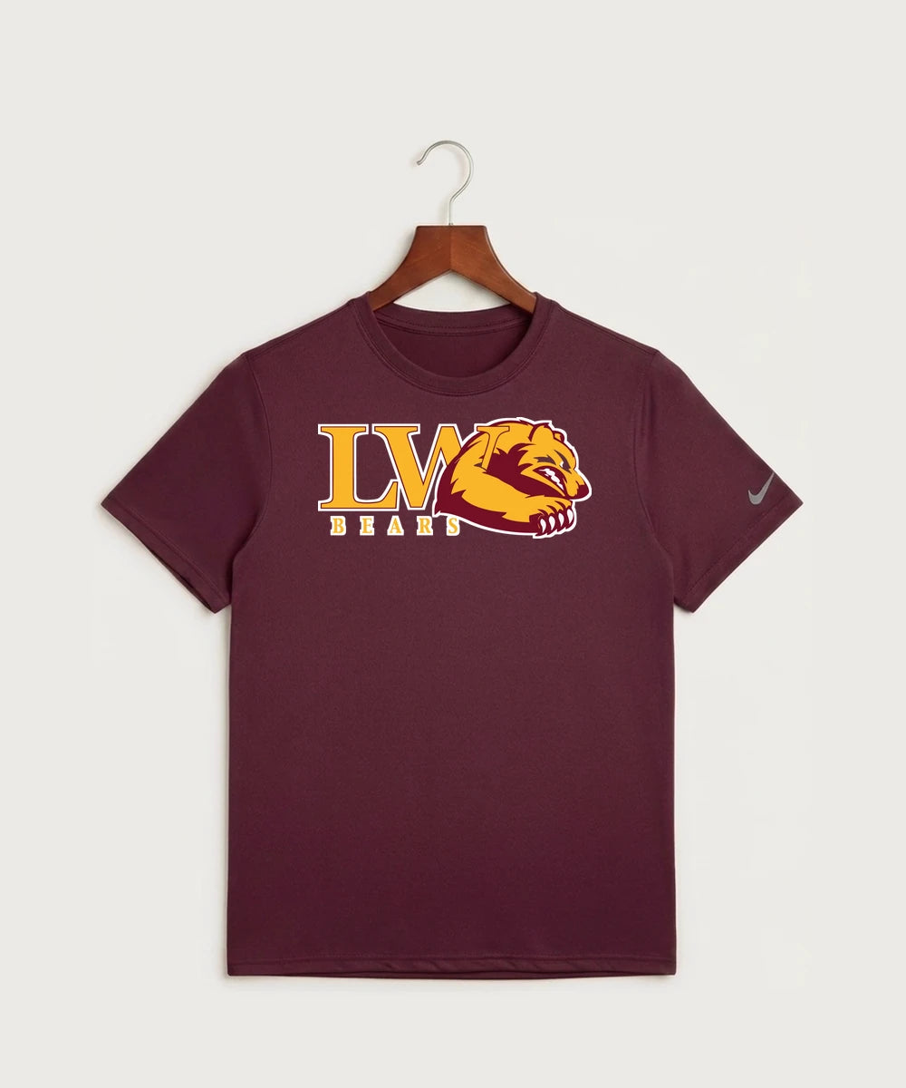 Lake of the Woods High School Football (Boys) - Deep Maroon Nike Swoosh Sleeve rLegend Tee NKDX8730